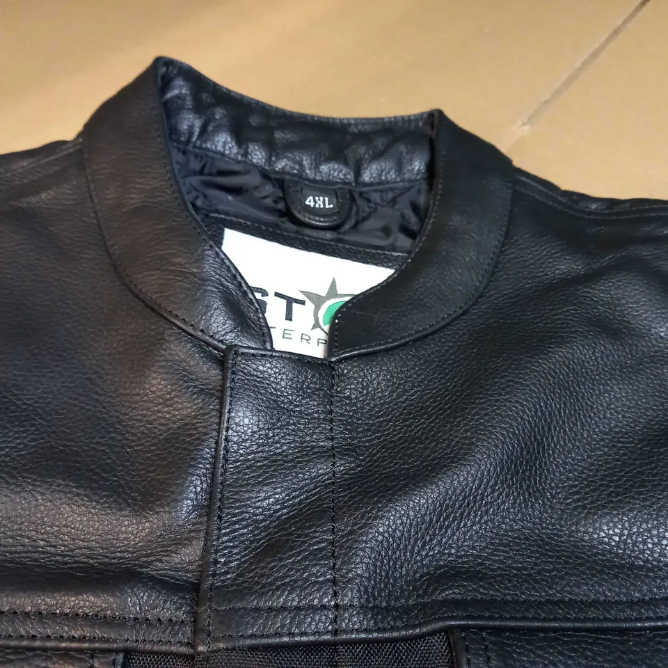 STAR ENTERPRIZE BLACK/LEATHER DETAILED MENS GILET - 4XL