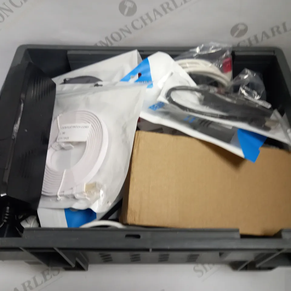 LOT OF APPROXIMATELY 20 ASSORTED ELELCTRICALS AND CABLES OF VARIOUS TYPES TO INCLUDE POWER BRICKS, DISPLAY PORTS, ETHERNET CABLES, ETC