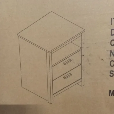 BOXED 2 DRAWER BEDSIDE - WHITE (1 BOX)
