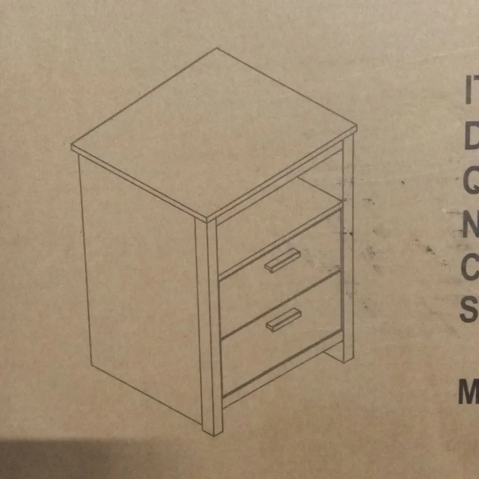 BOXED 2 DRAWER BEDSIDE - WHITE (1 BOX)