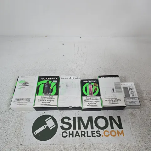 APPROXIMATELY 20  ASSORTED E-CIG PRODUCTS AND ACCESSORIES TO INCLUDE VAPORESSO,  ASPIRE ETC 