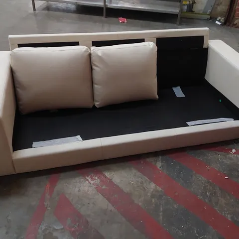 DESIGNER CREAM LEATHER 3 SEATER SOFA FRAME