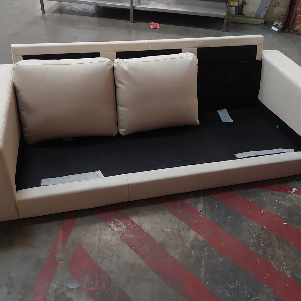 DESIGNER CREAM LEATHER 3  SEATER SOFA FRAME