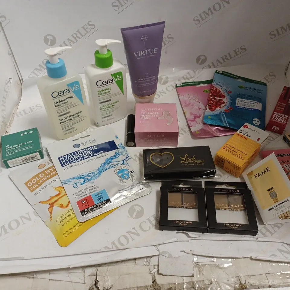 LOT OF APPROX 20 ASSORTED HEALTH AND BEAUTY PRODUCTS TO INCLUDE - LASHES, OLIVIA HALE EYEBROW POWDER, CERA VE CLEANSERS