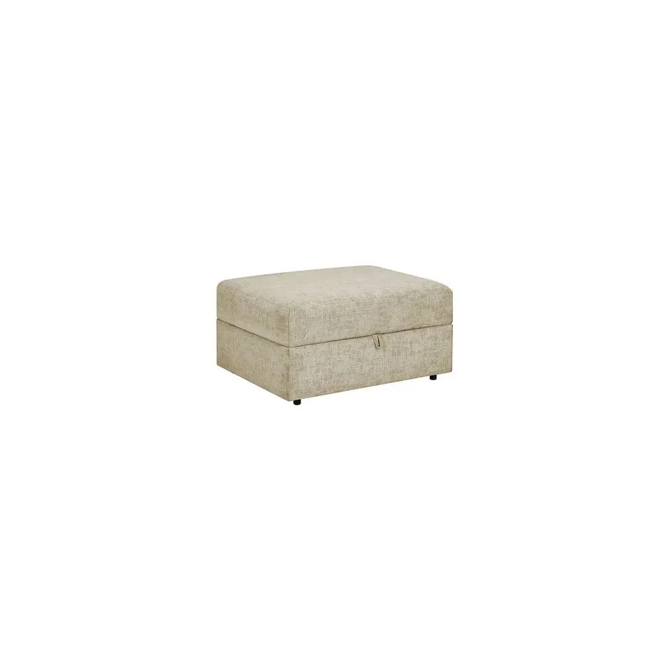 BOXED OAK FURNITURE LAND MALVERN  STORAGE FOOTSTOOL IN BEIGE FABRIC  RRP £429.99