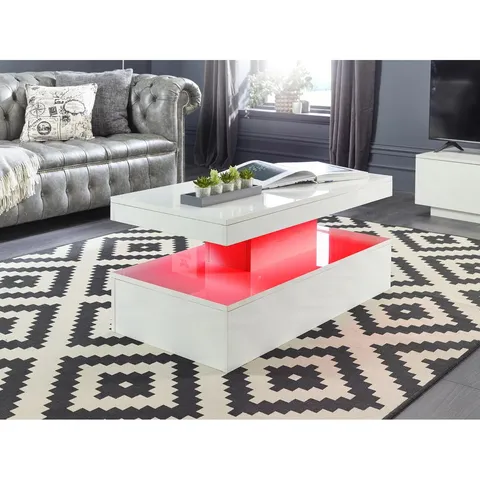 BOXED TIMOTE COFFEE TABLE WITH LED LIGHTS - WHITE (1 BOX)