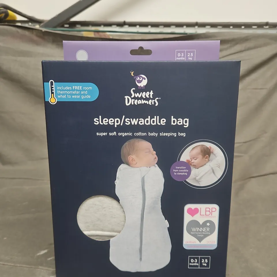 SWEET DREAMERS SLEEP/SWADDLE BAG – ORGANIC COTTON BABY SLEEPING BAG, 0-3 MONTHS
