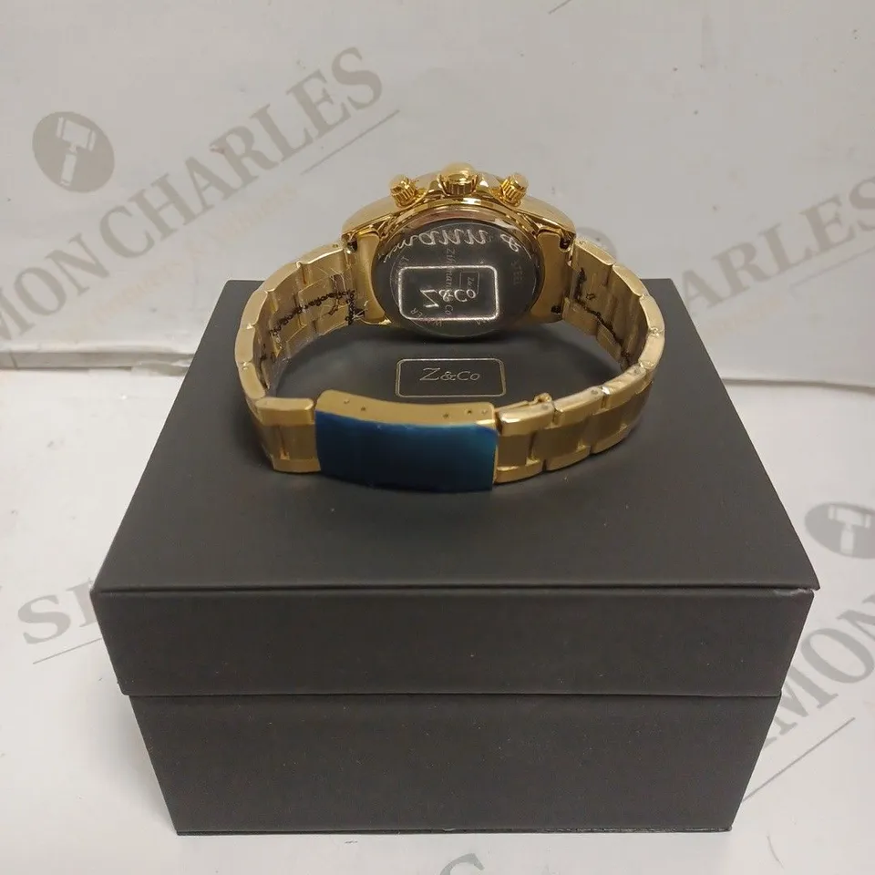 MENS ZIHLMANN & Co Z400 WATCH – CHRONOGRAPH MOVEMENT – GOLD COLOUR STAINLESS STEEL STRAP – GREEN DIAL – 3ATM WATER RESISTANT 