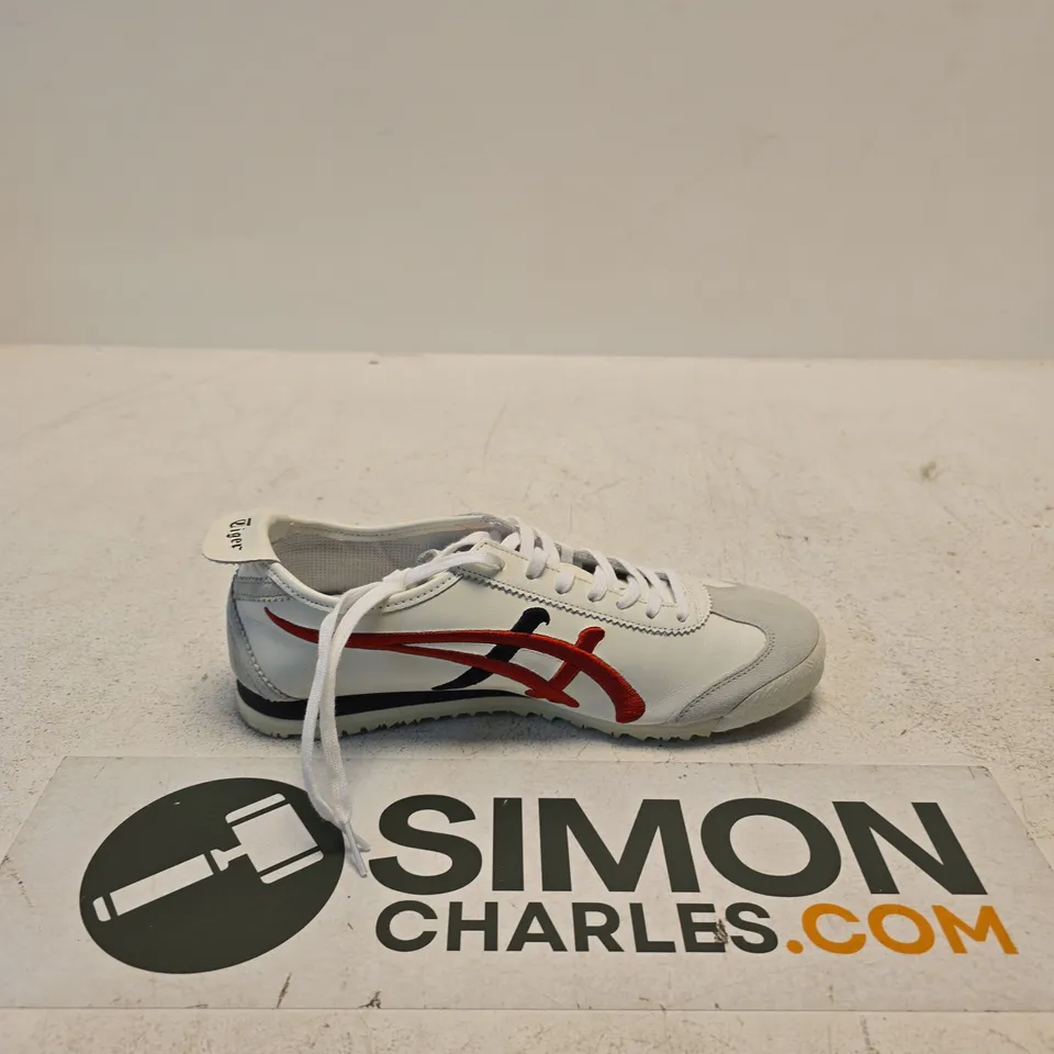 ONITSUKA TIGER SNEAKERS – WHITE/GREY WITH RED STRIPE, UK 6.5