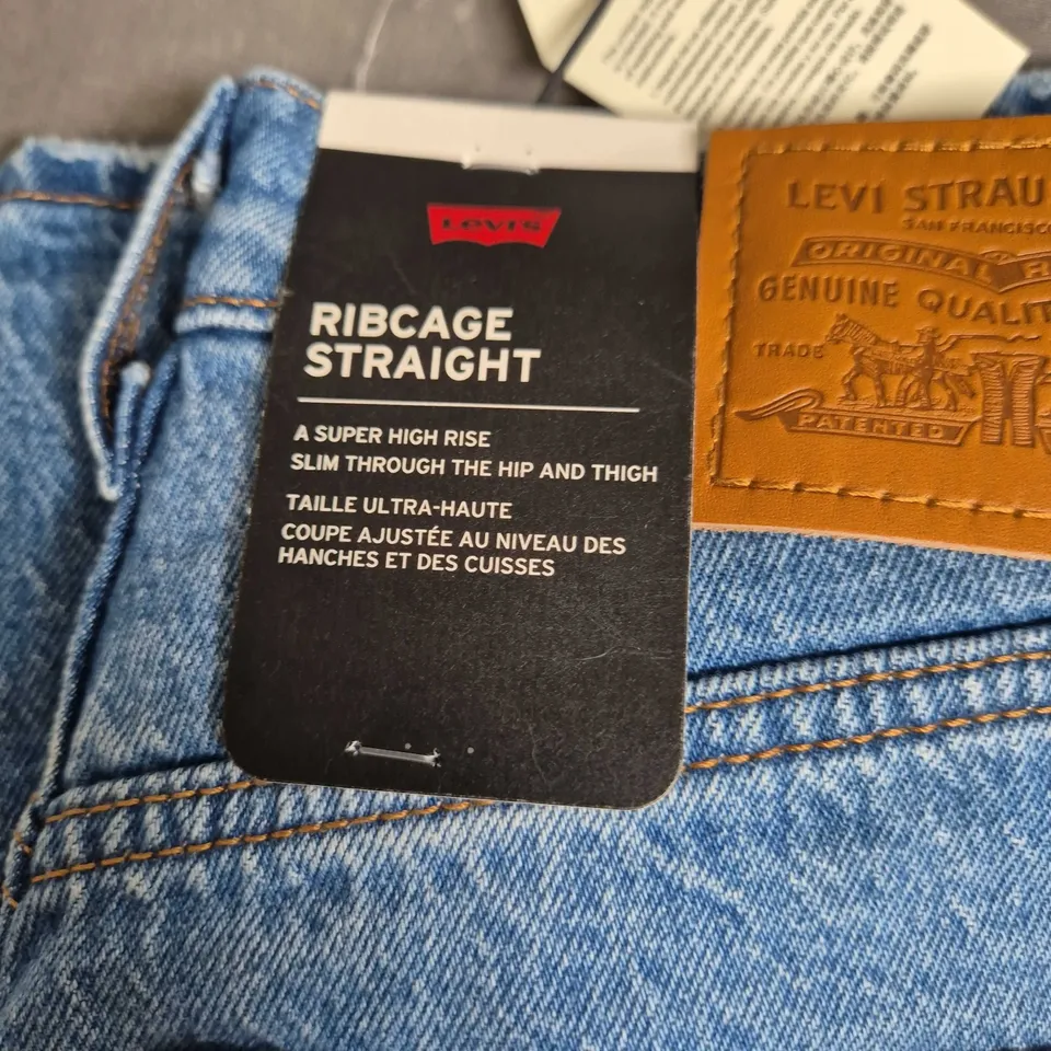 LEVI'S RIBCAGE STRAIGHT JEANS – MEN'S, 27W X 32L SIZE, BLUE DENIM
