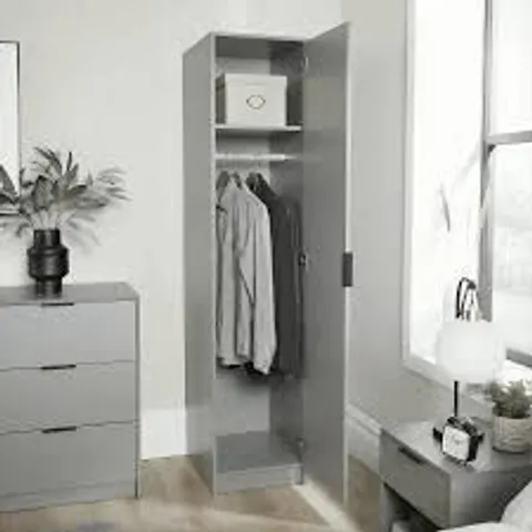 BOXED PHOENIX COMPACT 1 DOOR WARDROBE - GREY (1 BOX)