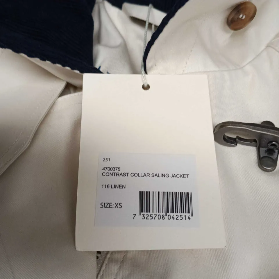 GANT CONTRAST COLLAR SAILING JACKET – LINEN, UK SIZE XS