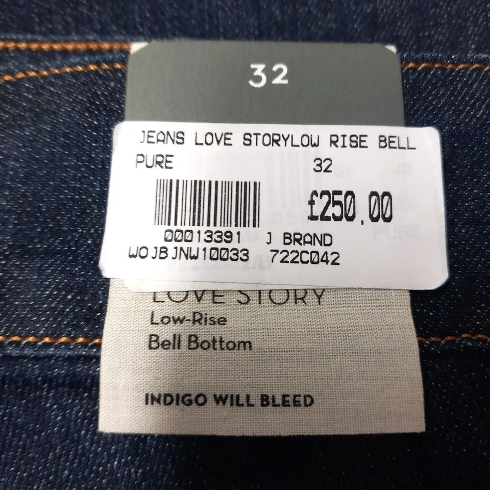 J BRAND JEANS LOVE STORY LOW RISE BELL PURE SIZE 32