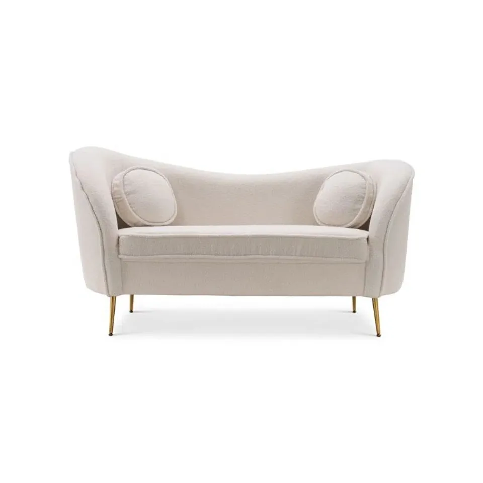 BOXED BONANZA TEDDY BOUCLE FLARED ARMS SOFA - WHITE (1 BOX)