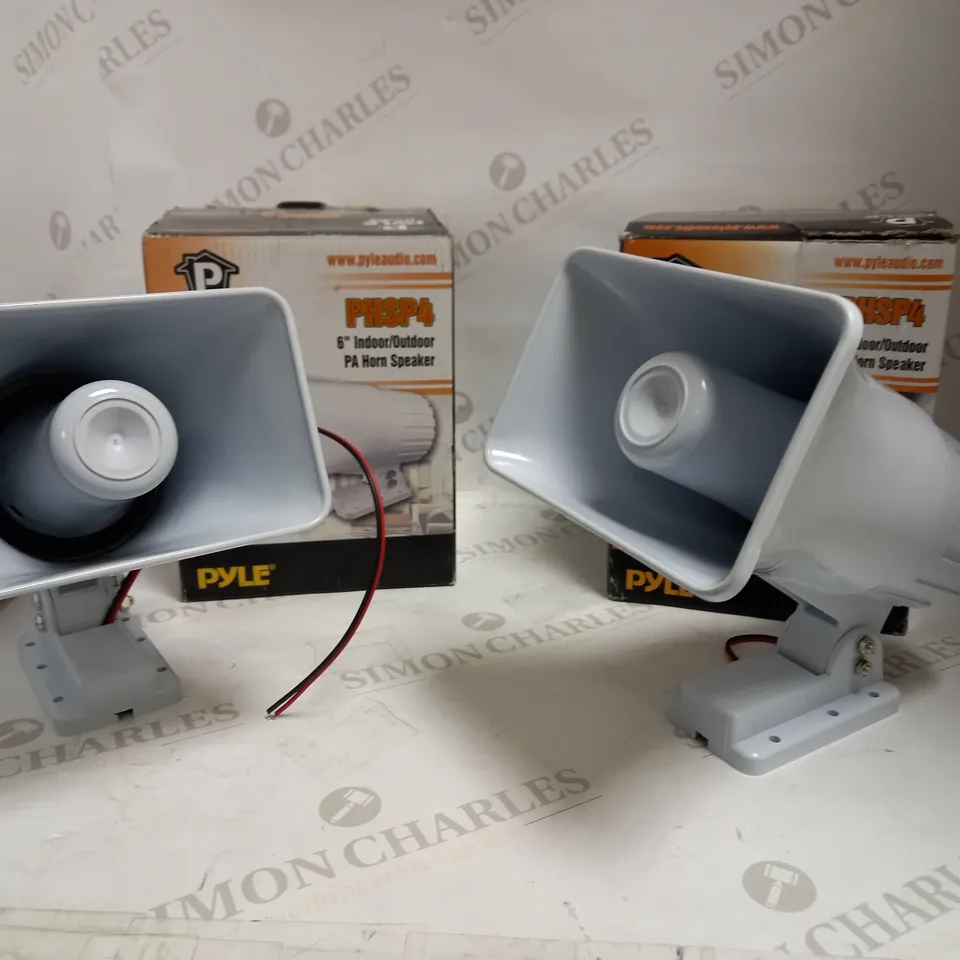 LOT OF 2 PYLE PHSP4 6" INDOOR/OUTDOOR PA HORN 50W SPEAKERS RRP £68.98