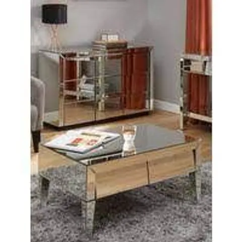 BOXED MONTE CARLO MIRRORED CONSOLE TABLE (1 BOX)
