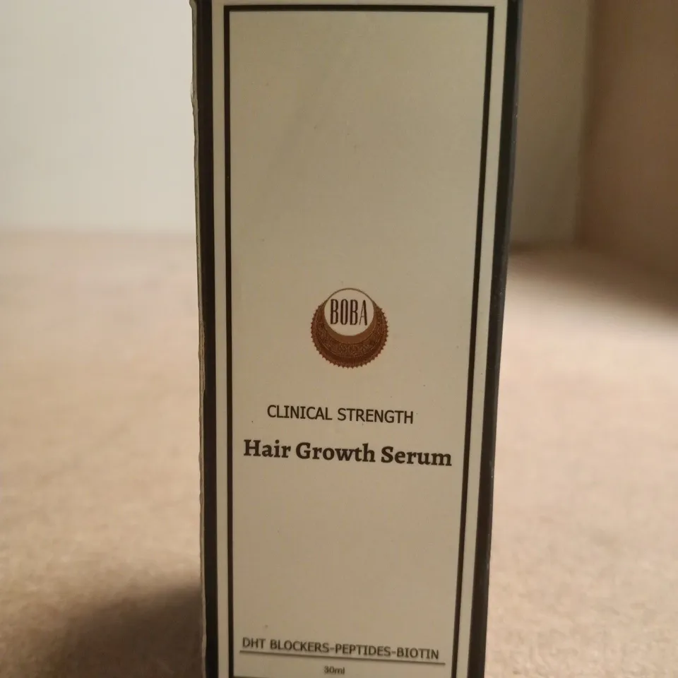 BOBA HAIR GROWTH SERUM – CLINICAL STRENGTH, 30ML – BOXED (DHT BLOCKERS, PEPTIDES & BIOTIN)