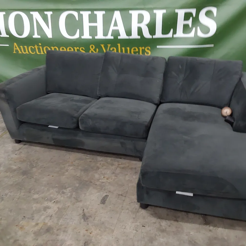 QUALITY BRITISH DESIGNER LOUNGE Co. CHAISE CORNER SOFA CHARCOAL FABRIC 