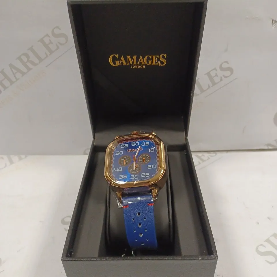 GAMAGES OF LONDON LIMITED EDITION HAND ASSEMBLED VERTICAL ASTUTE AUTOMATIC BLUE WATCH RRP £710
