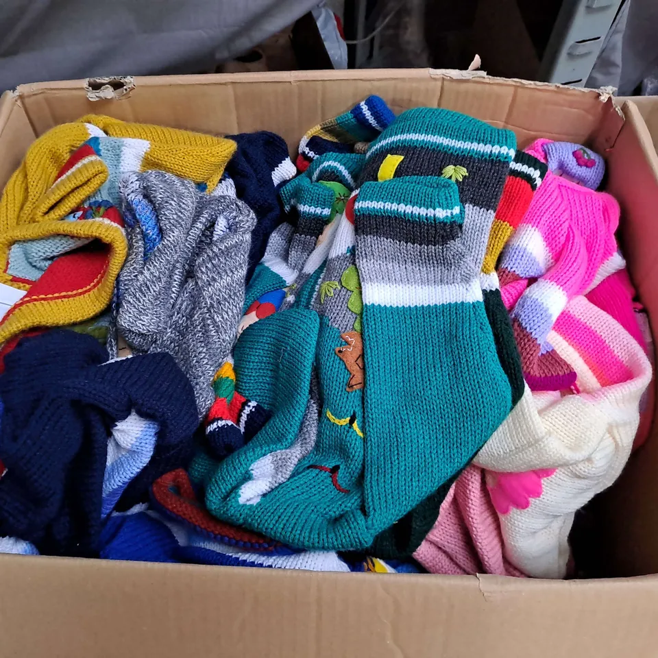 LARGE QUANTITY OF ASSORTED COLOURFUL HANDMADE CHILDRENS CARDIGANS - VARIOUS SIZES