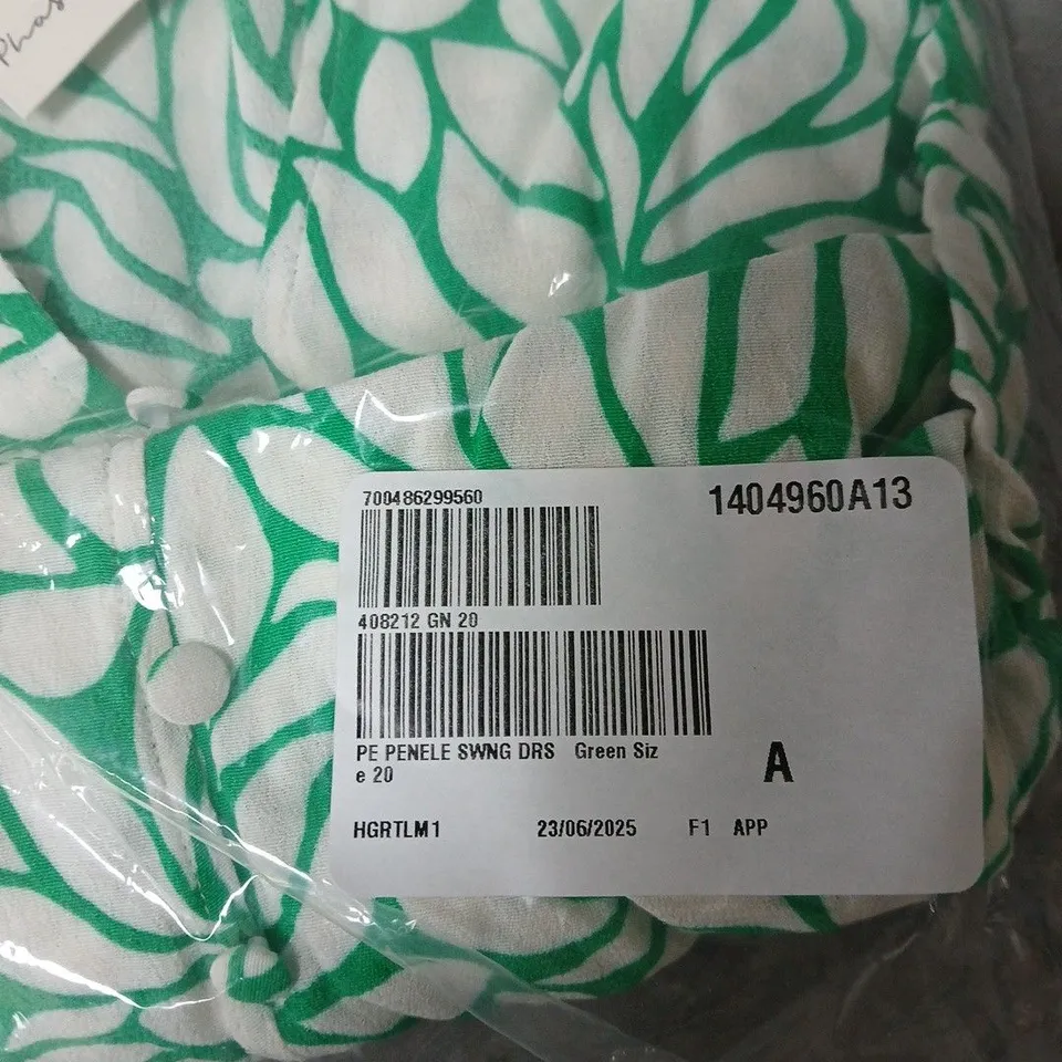 PHASE EIGHT PENELE LEAF DRESSS GREEN UK 20. BAGGED