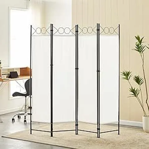 BOXED FOLDING 4 PANEL SCREEN ROOM DIVIDER IN WHITE 