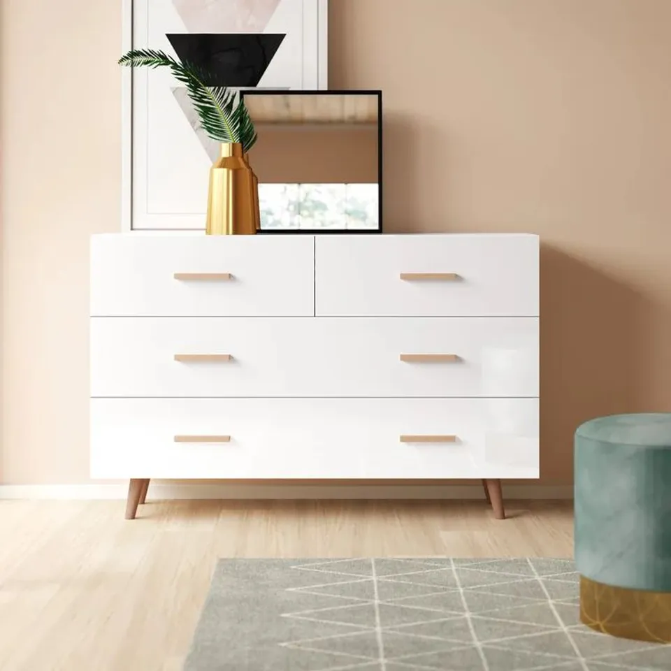 BOXED KATELIN 4 DRAWER 125CM SOLID WOOD 2 BOXES