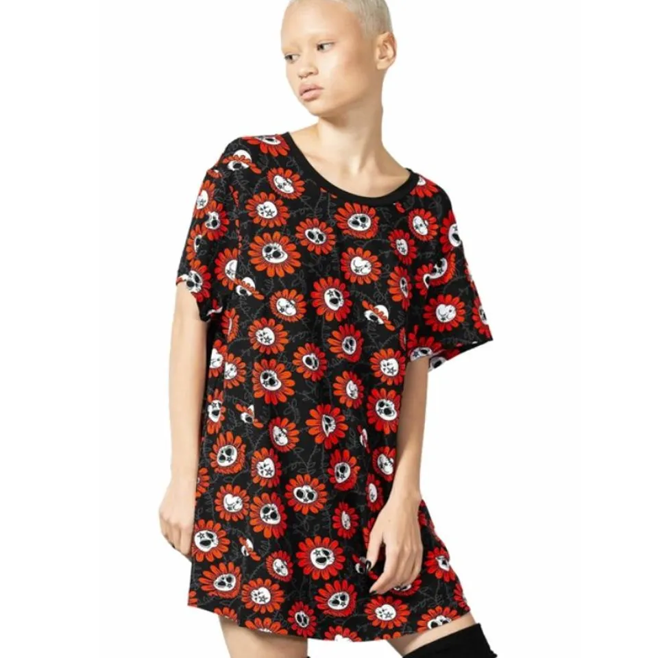 BRAND NEW KILLSTAR - GLOOMY BLOSSOM SLEEP - BLACK WOMEN'S T-SHIRT (PAJAMAS) SIZE XS