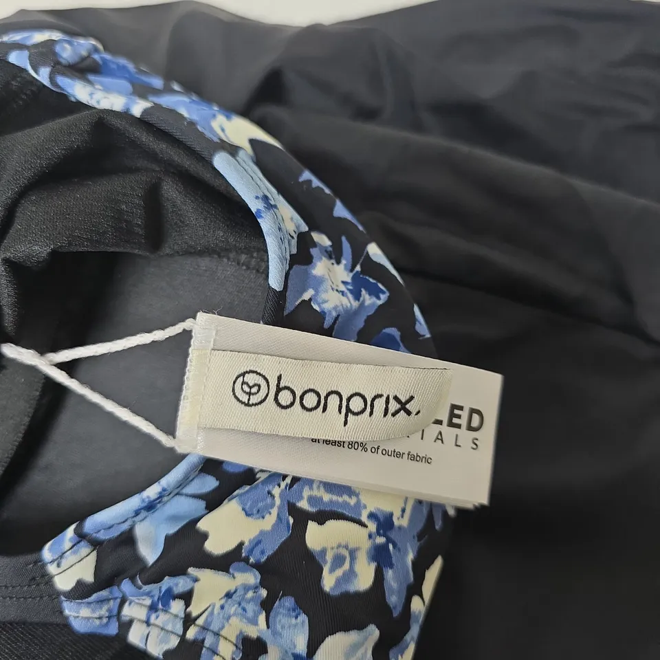 BONPRIX WOMEN'S FLORAL-PRINT DRESS WITH BLACK SKIRT – UK 18
