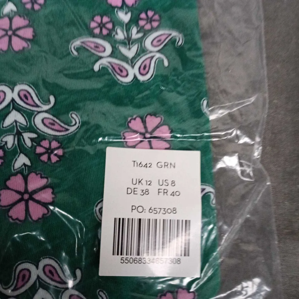 BODEN WOMEN'S FLORAL PRINT GARMENT - GREEN, UK 12 (US 8, DE 38, FR 40)