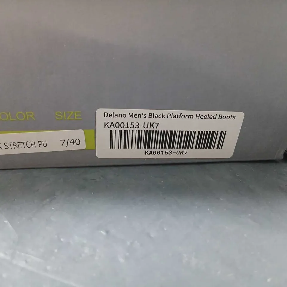 KOI DELANO MEN'S BLACK PLATFORM HEELED BOOTS, UK7