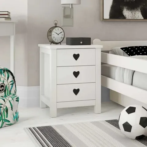 BOXED AMORI 3 DRAWER NIGHTSTAND WHITE