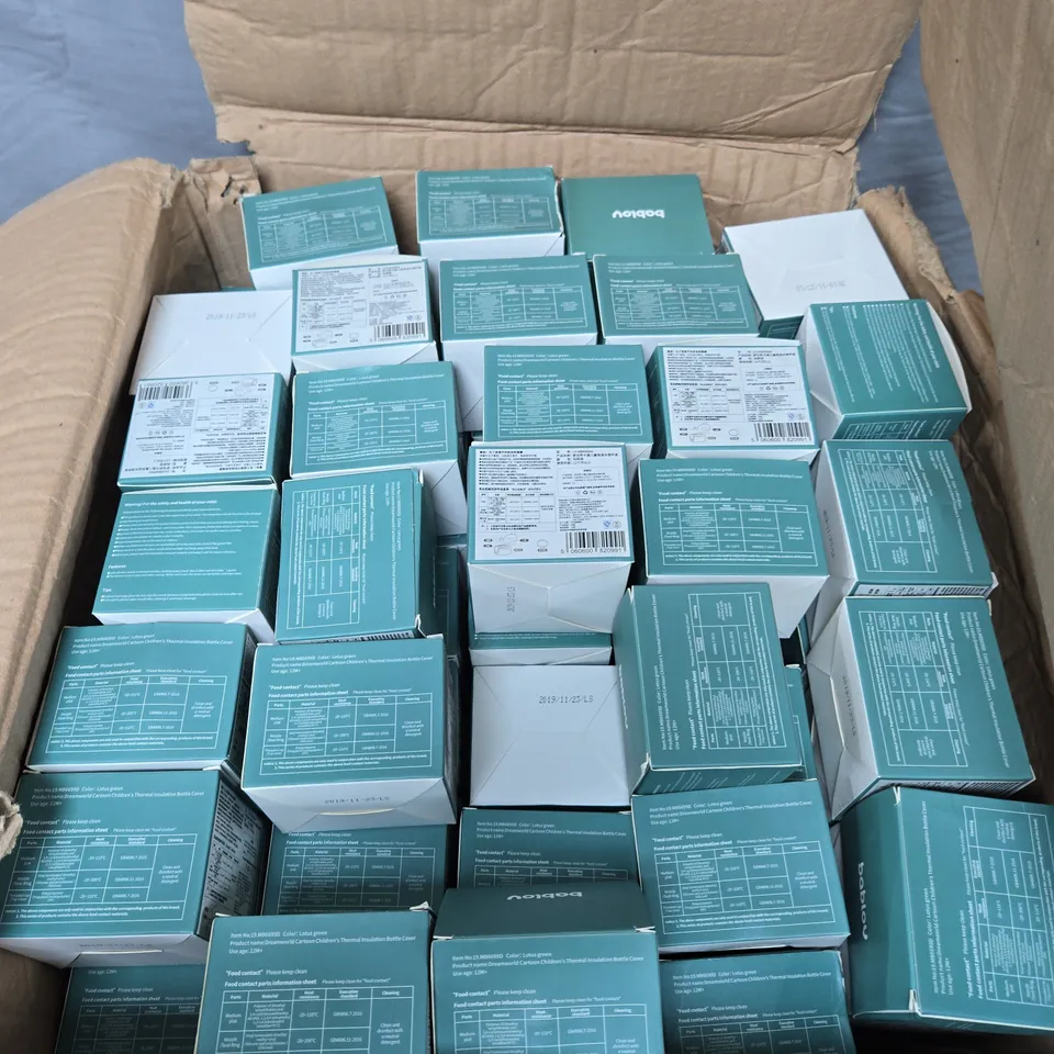 APPROXIMATELY 80 BOXED BABLOV CHILDRENS THERMAL INSULATION BOTTLE COVERS 
