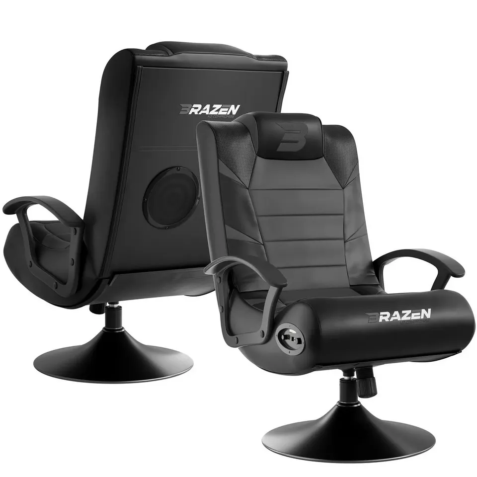 BRAZEN PRIDE 2.1 BLUETOOTH JUNIOR GAMING CHAIR - BLACK AND GREY