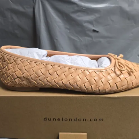 BOXED DUNE PINK LEATHER WOVEN BALLERINA - SIZE 5