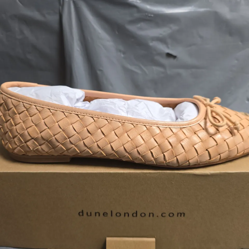 BOXED DUNE PINK LEATHER WOVEN BALLERINA - SIZE 5 