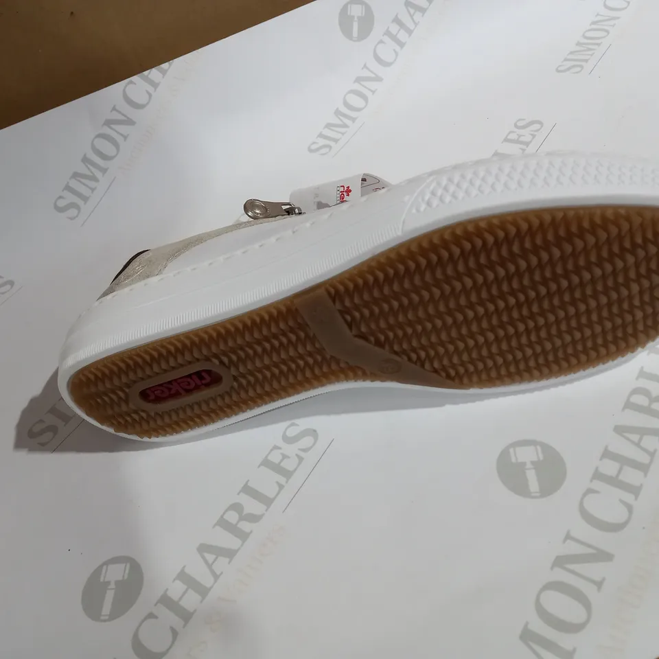 RIEKER SIDE ZIP WHITE TRAINERS SIZE 6 