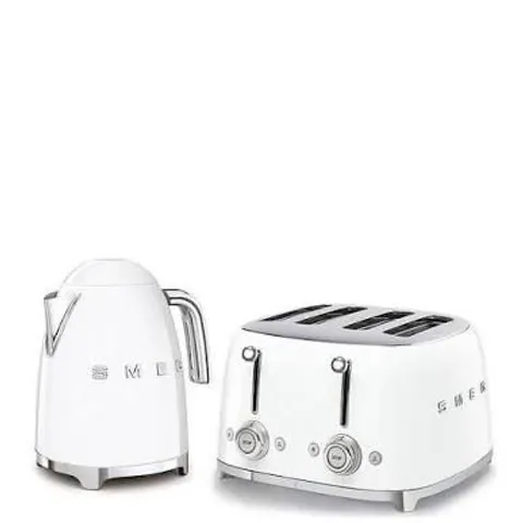 SMEG 50'S STYLE KETTLE KLF03WHUK AND 4-SLICE TOASTER