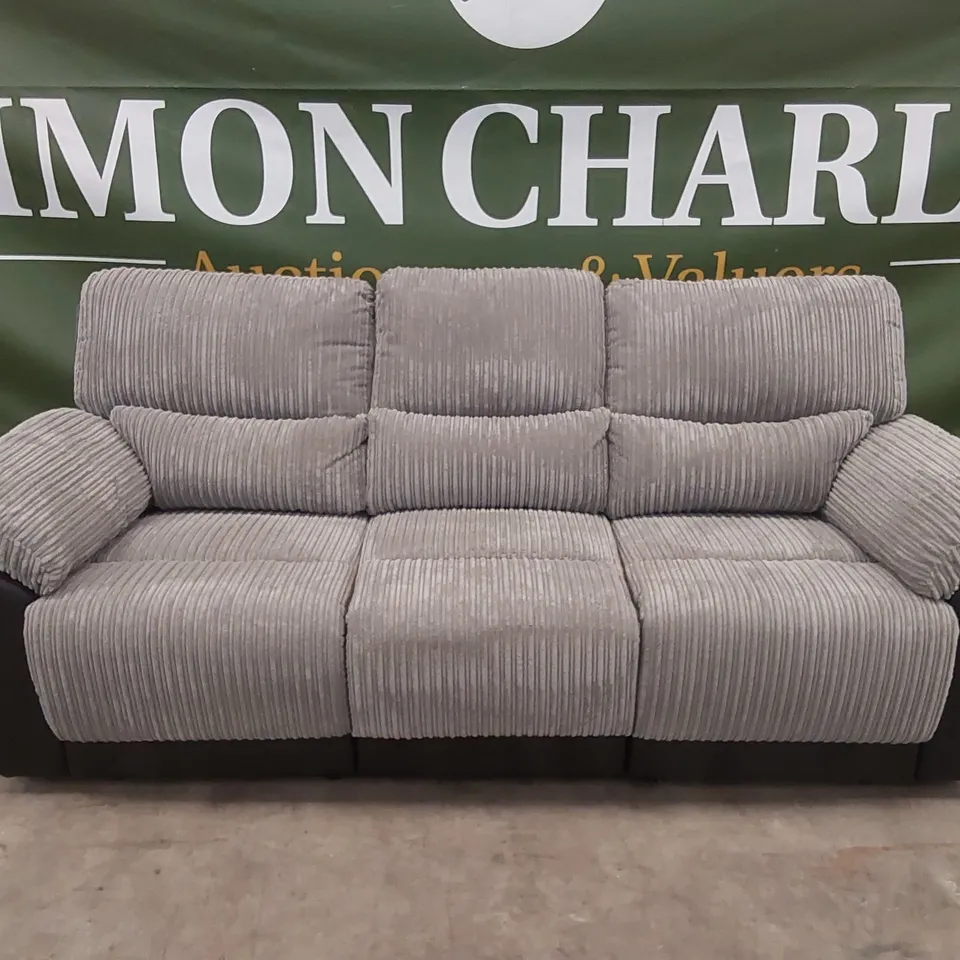 SIENNA FABRIC/FAUX LEATHER HIGH BACK 3 SEATER RECLINER SOFA RRP £849