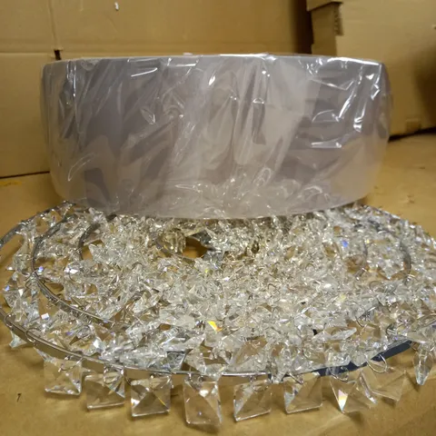 LAURA ASHLEY CARRINGTON 5LT FLUSH CEILING LIGHT, SILVER EFFECT & CLEAR CRYSTAL (RESIN/PLASTIC)