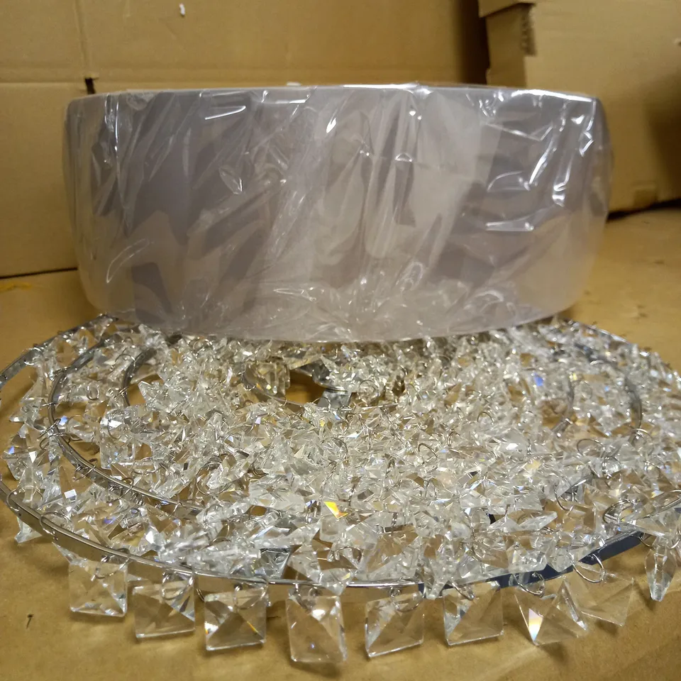 LAURA ASHLEY CARRINGTON 5LT FLUSH CEILING LIGHT, SILVER EFFECT & CLEAR CRYSTAL (RESIN/PLASTIC)