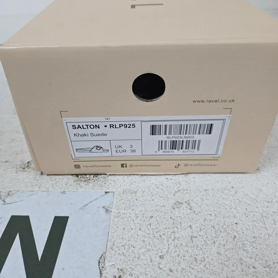 RAVEL SALTON KHAKI SUEDE SANDALS – UK 3 (EU 36)
