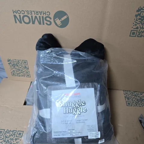 SNUGGLE HUGGLE HOODIE – SOFT & REVERSIBLE, BLACK  LONG SIZE 115CM