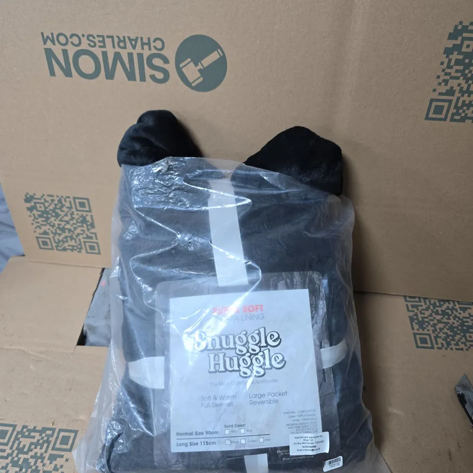 SNUGGLE HUGGLE HOODIE – SOFT & REVERSIBLE, BLACK  LONG SIZE 115CM