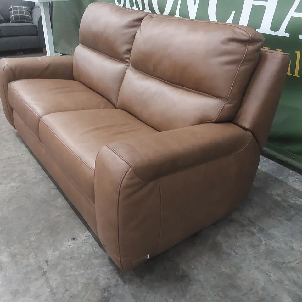 QUALITY DESIGNER LUGO GIRASOLE LEATHER 3-SEATER UPHOLSTERED SOFA