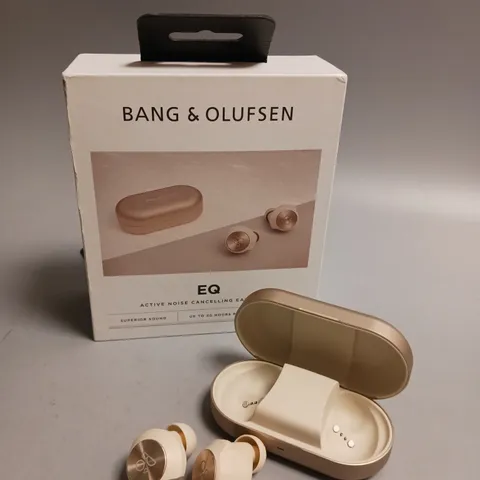 BOXED BANG & OLUFSEN ACTIVE NOISE CANCELLING EARPHONES IN BEIGE AND ROSE GOLD INCLUDES CHARGING CASE
