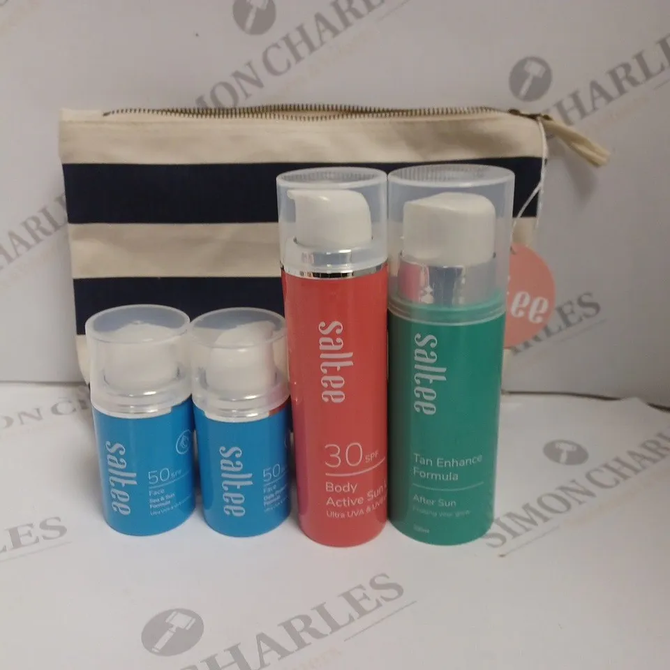 SALTEE 4-PIECE TANNING CARE SET IN BAG