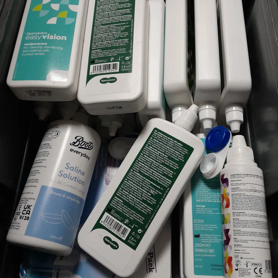 APPROXIMATELY 20 ASSORTED CONTACT LENS SOLUTIONS - COLLECTION ONLY