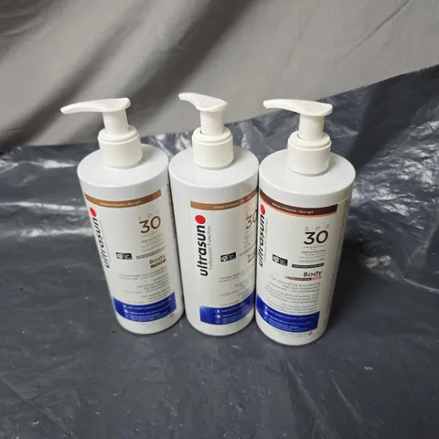 3 X ULTRASUN SPF30 BODY TAN ACTIVATOR SCULPT 400ML UNBOXED