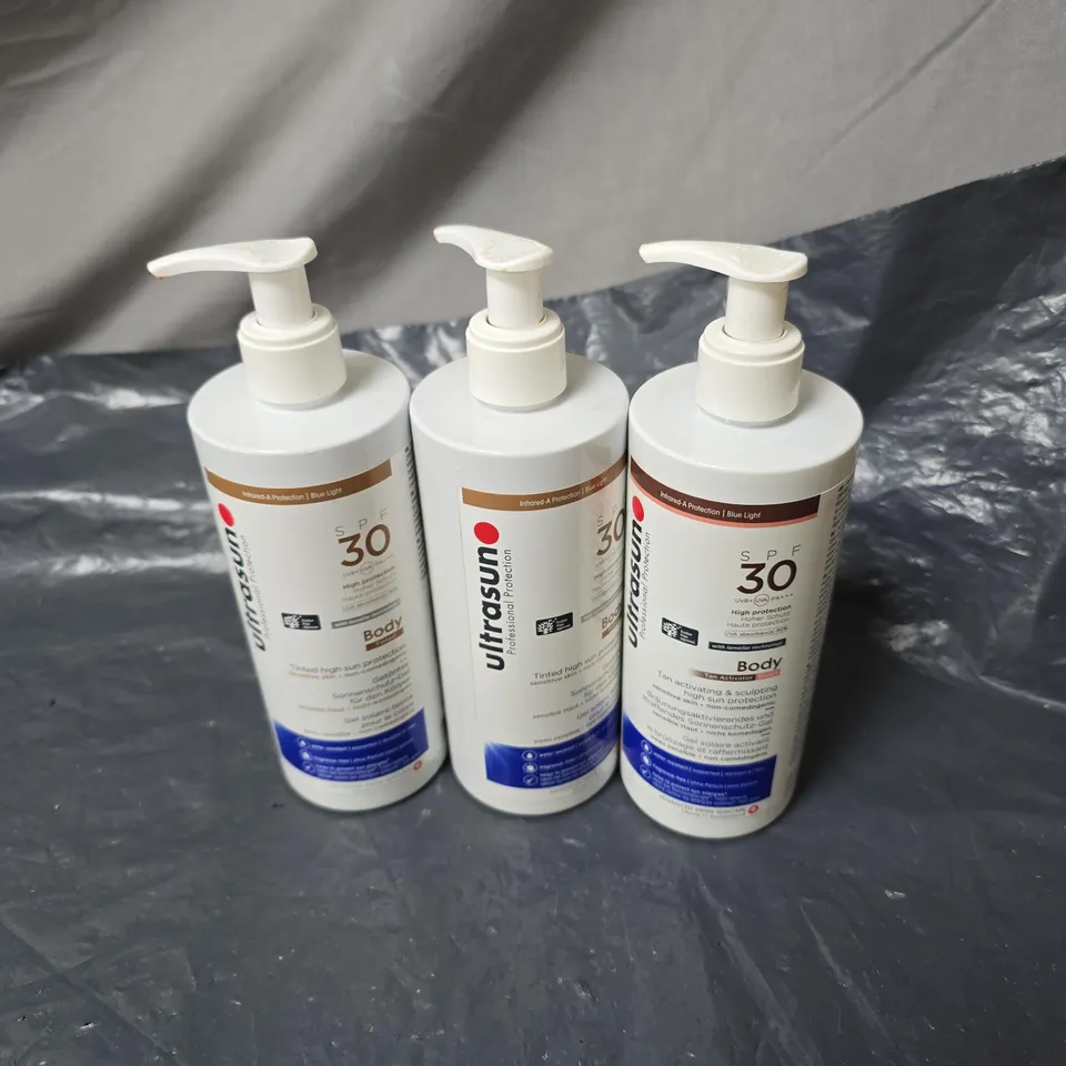 3 X ULTRASUN SPF30 BODY TAN ACTIVATOR SCULPT 400ML UNBOXED